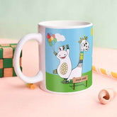 Jungle-Jalebi Giraffe and Hippo Kids Coffee Mug, Blue-325 ML
